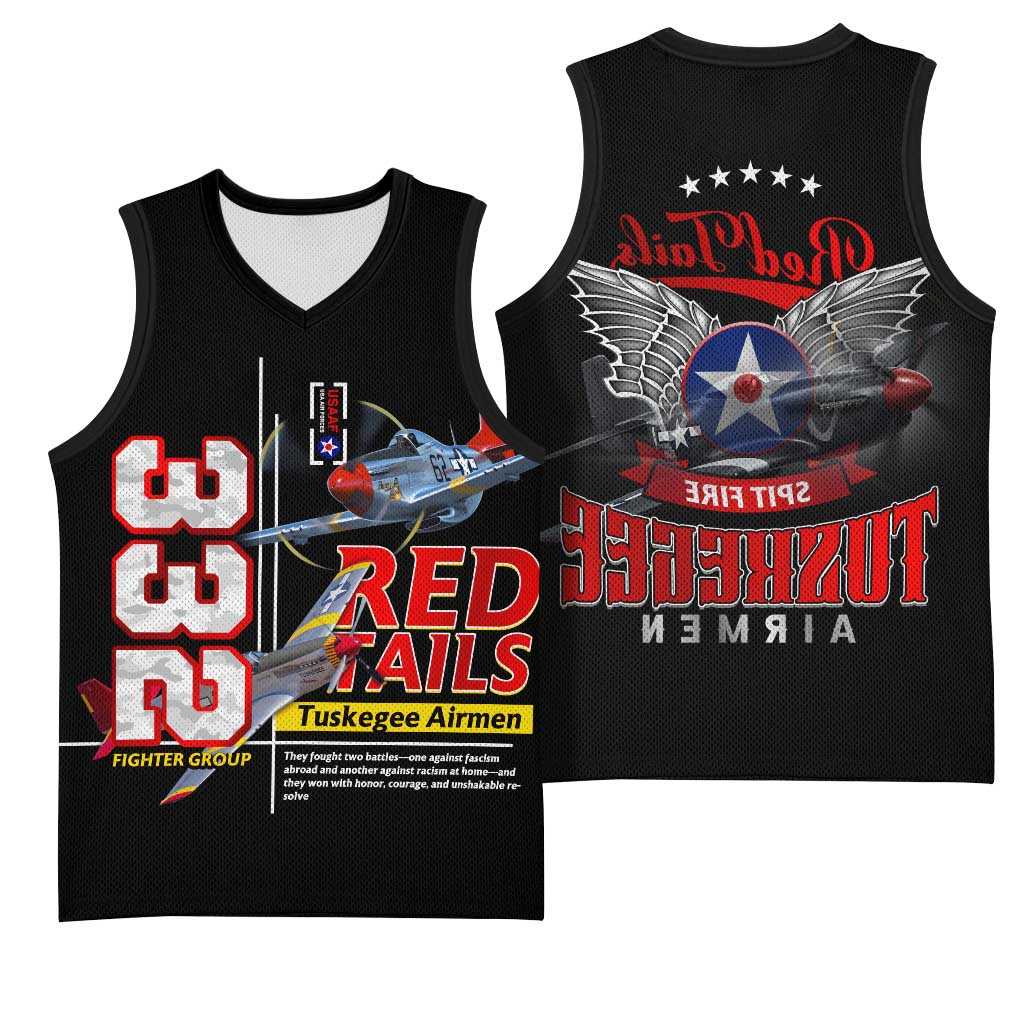 Red Tails Tuskegee Airmen Basketball Jersey 332nd Fighter Group WWII Legacy Tribute - African Pride