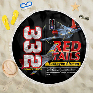 Red Tails Tuskegee Airmen Beach Blanket 332nd Fighter Group WWII Legacy Tribute - African Pride