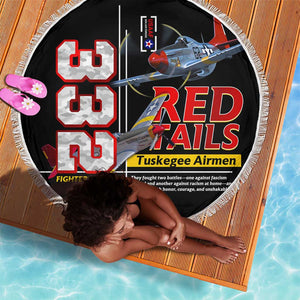 Red Tails Tuskegee Airmen Beach Blanket 332nd Fighter Group WWII Legacy Tribute - African Pride