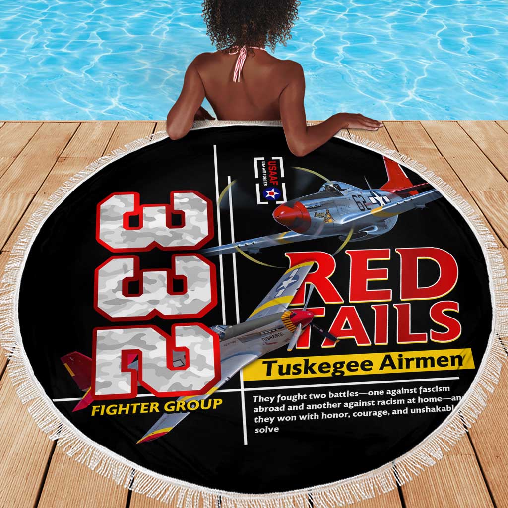Red Tails Tuskegee Airmen Beach Blanket 332nd Fighter Group WWII Legacy Tribute - African Pride