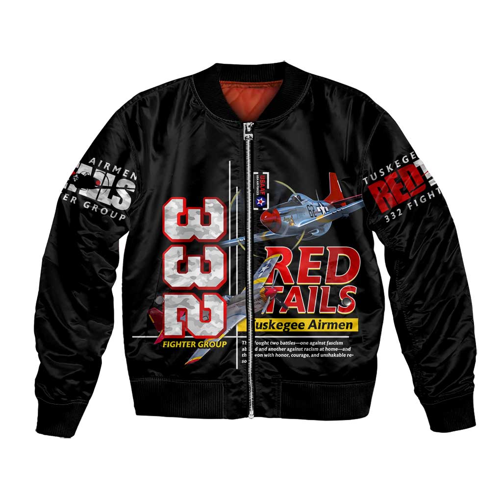 Red Tails Tuskegee Airmen Bomber Jacket 332nd Fighter Group WWII Legacy Tribute - African Pride