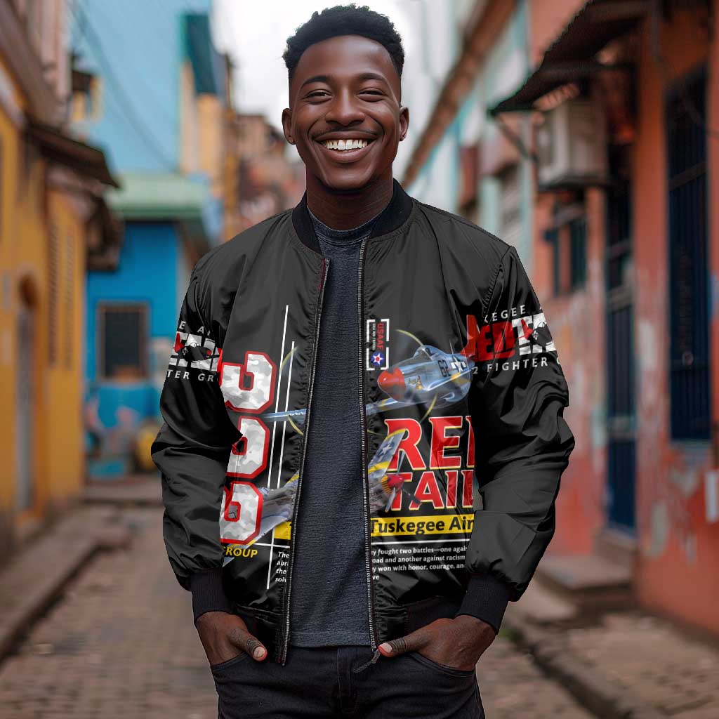 Red Tails Tuskegee Airmen Bomber Jacket 332nd Fighter Group WWII Legacy Tribute - African Pride