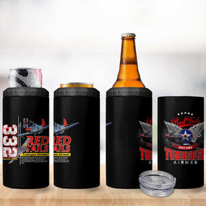 Red Tails Tuskegee Airmen 4 in 1 Can Cooler Tumbler 332nd Fighter Group WWII Legacy Tribute - African Pride
