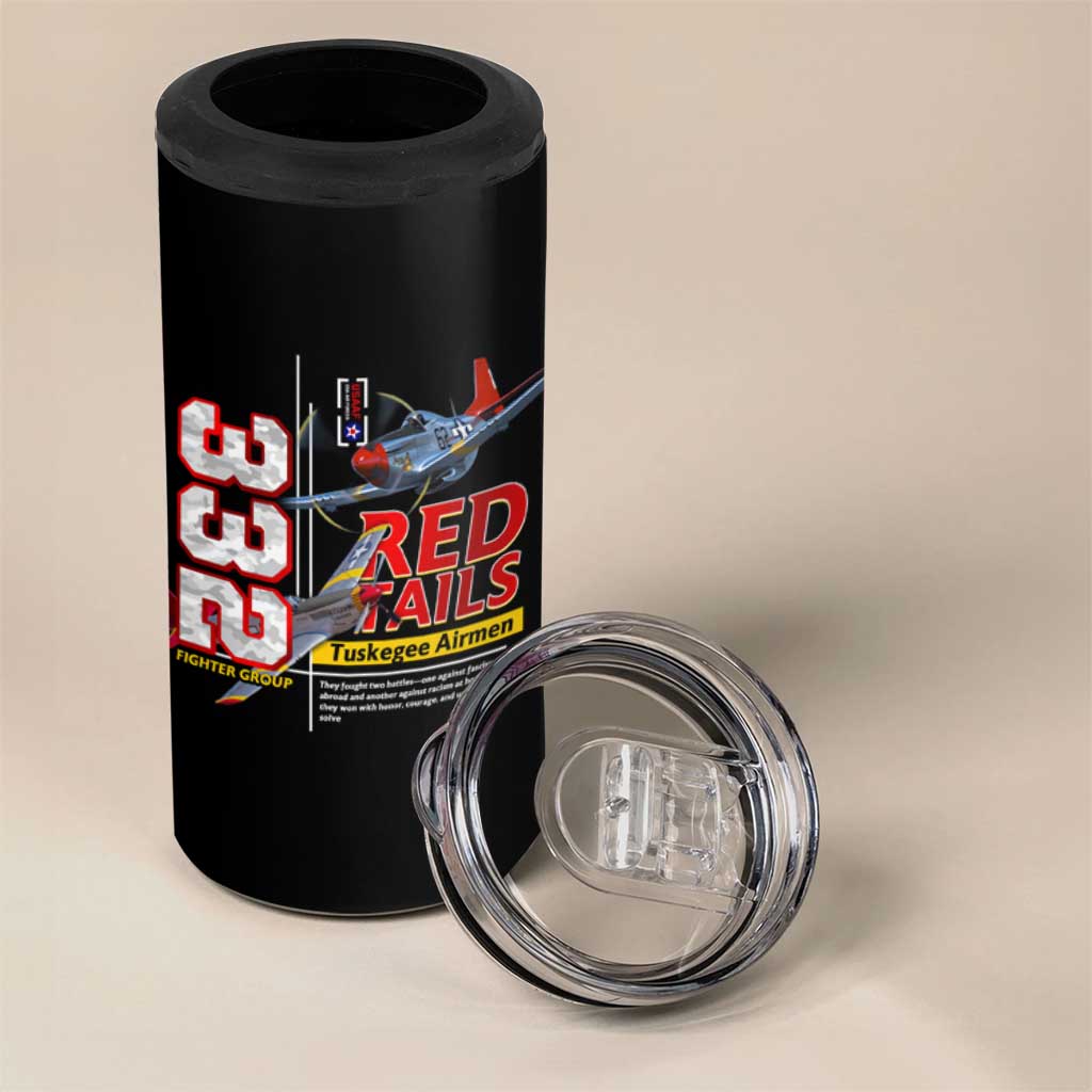 Red Tails Tuskegee Airmen 4 in 1 Can Cooler Tumbler 332nd Fighter Group WWII Legacy Tribute - African Pride