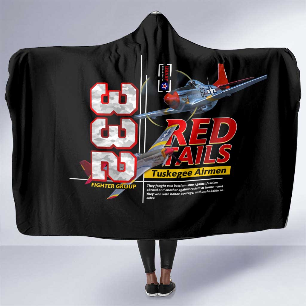Red Tails Tuskegee Airmen Hooded Blanket 332nd Fighter Group WWII Legacy Tribute - African Pride