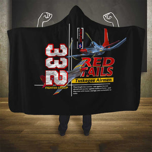 Red Tails Tuskegee Airmen Hooded Blanket 332nd Fighter Group WWII Legacy Tribute - African Pride