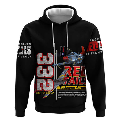 Red Tails Tuskegee Airmen Hoodie 332nd Fighter Group WWII Legacy Tribute - African Pride