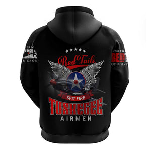 Red Tails Tuskegee Airmen Hoodie 332nd Fighter Group WWII Legacy Tribute - African Pride