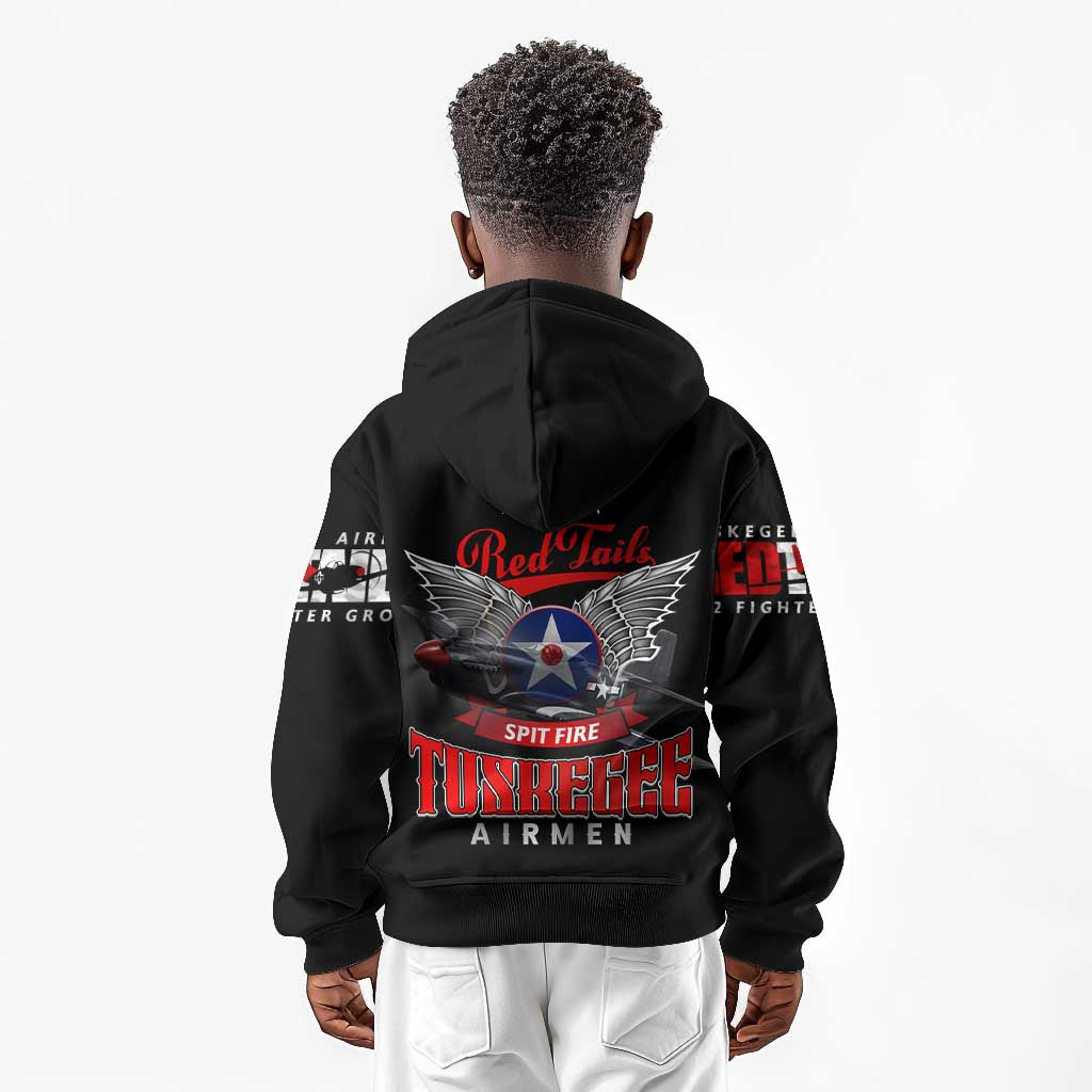 Red Tails Tuskegee Airmen Kid Hoodie 332nd Fighter Group WWII Legacy Tribute - African Pride