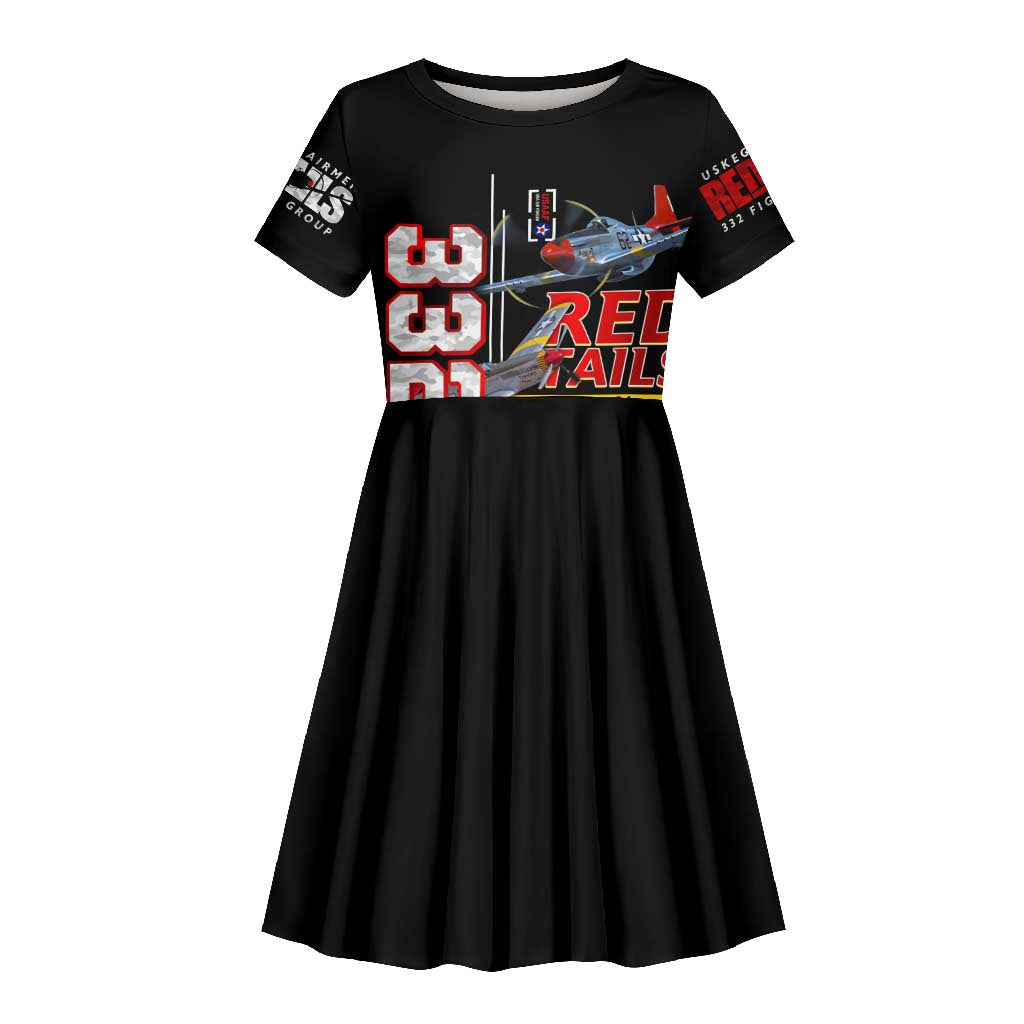 Red Tails Tuskegee Airmen Kid Short Sleeve Dress 332nd Fighter Group WWII Legacy Tribute - African Pride