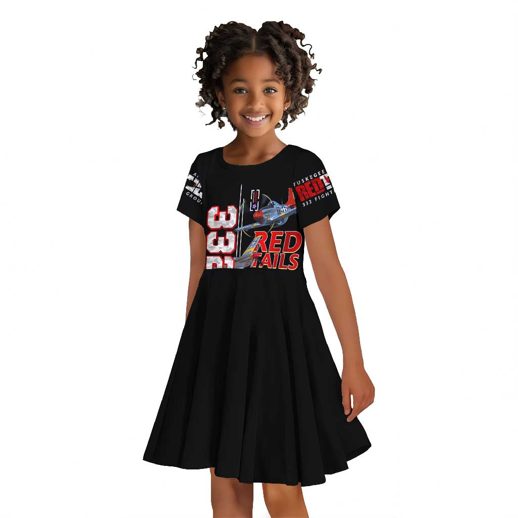 Red Tails Tuskegee Airmen Kid Short Sleeve Dress 332nd Fighter Group WWII Legacy Tribute - African Pride
