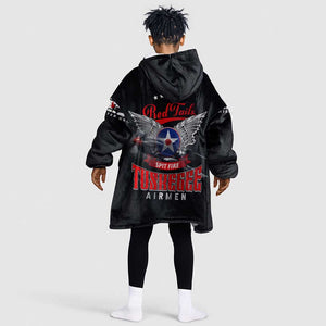Red Tails Tuskegee Airmen Kid Wearable Blanket Hoodie 332nd Fighter Group WWII Legacy Tribute - African Pride