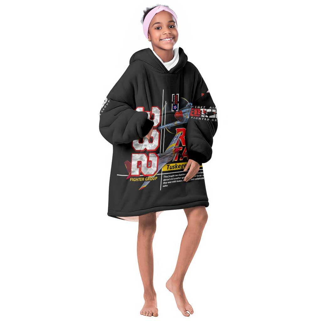 Red Tails Tuskegee Airmen Kid Wearable Blanket Hoodie 332nd Fighter Group WWII Legacy Tribute - African Pride