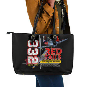 Red Tails Tuskegee Airmen Leather Tote Bag 332nd Fighter Group WWII Legacy Tribute - African Pride