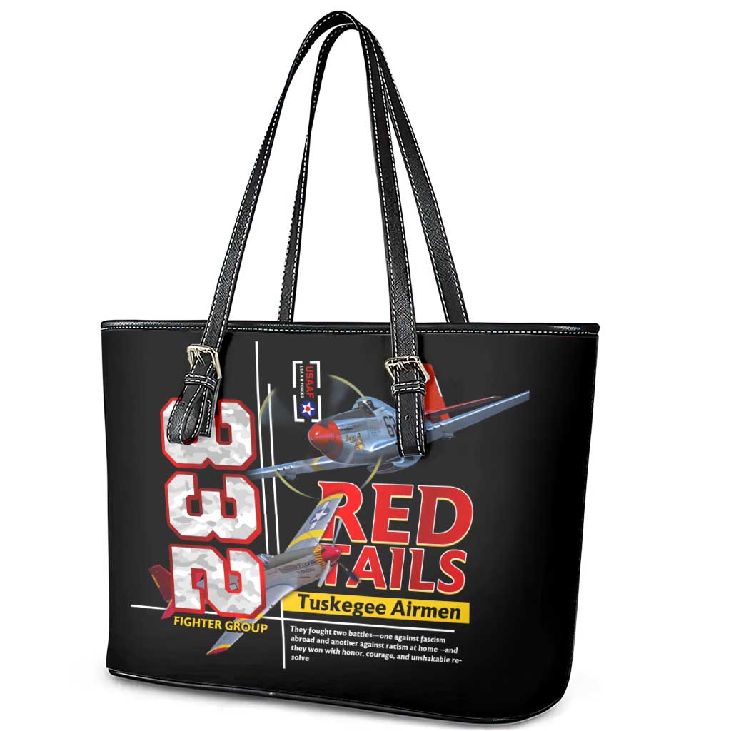 Red Tails Tuskegee Airmen Leather Tote Bag 332nd Fighter Group WWII Legacy Tribute - African Pride