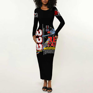 Red Tails Tuskegee Airmen Long Sleeve Bodycon Dress 332nd Fighter Group WWII Legacy Tribute - African Pride