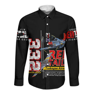Red Tails Tuskegee Airmen Long Sleeve Button Shirt 332nd Fighter Group WWII Legacy Tribute - African Pride