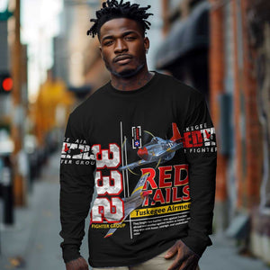 Red Tails Tuskegee Airmen Long Sleeve Shirt 332nd Fighter Group WWII Legacy Tribute - African Pride