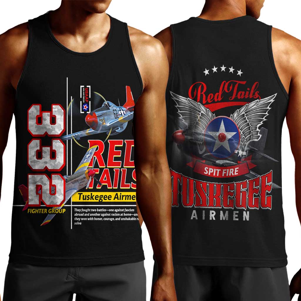 Red Tails Tuskegee Airmen Men Tank Top 332nd Fighter Group WWII Legacy Tribute - African Pride