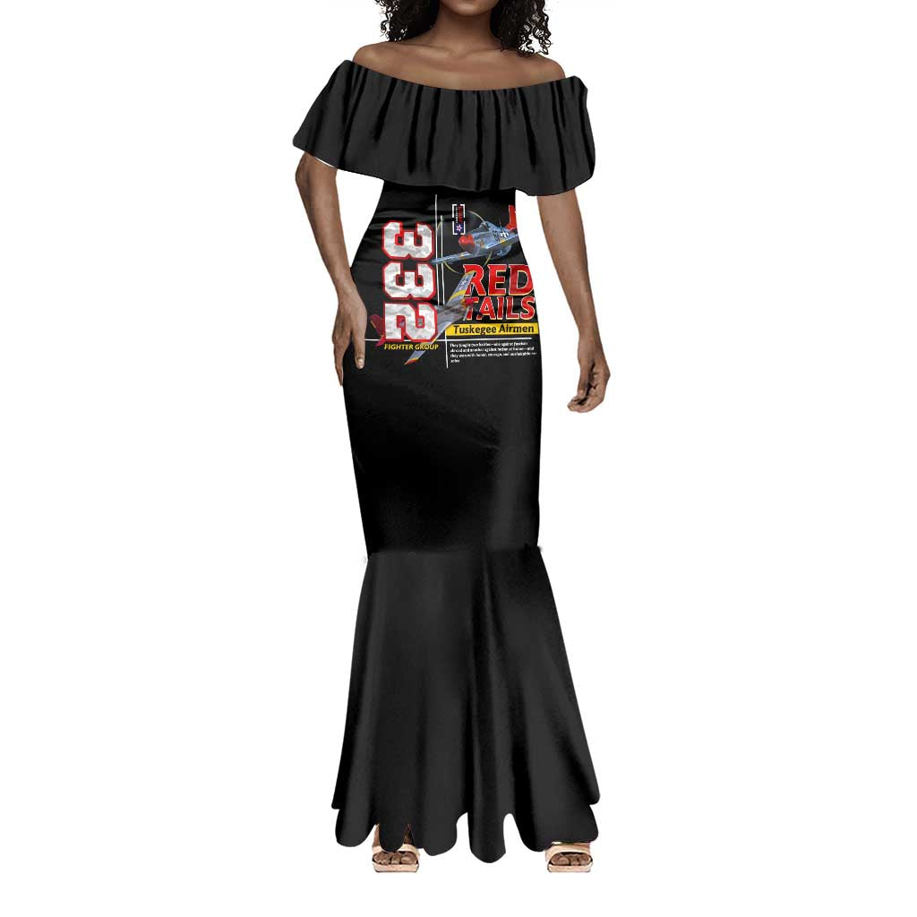Red Tails Tuskegee Airmen Mermaid Dress 332nd Fighter Group WWII Legacy Tribute - African Pride