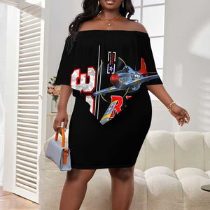 Red Tails Tuskegee Airmen Off Shoulder Short Dress 332nd Fighter Group WWII Legacy Tribute - African Pride