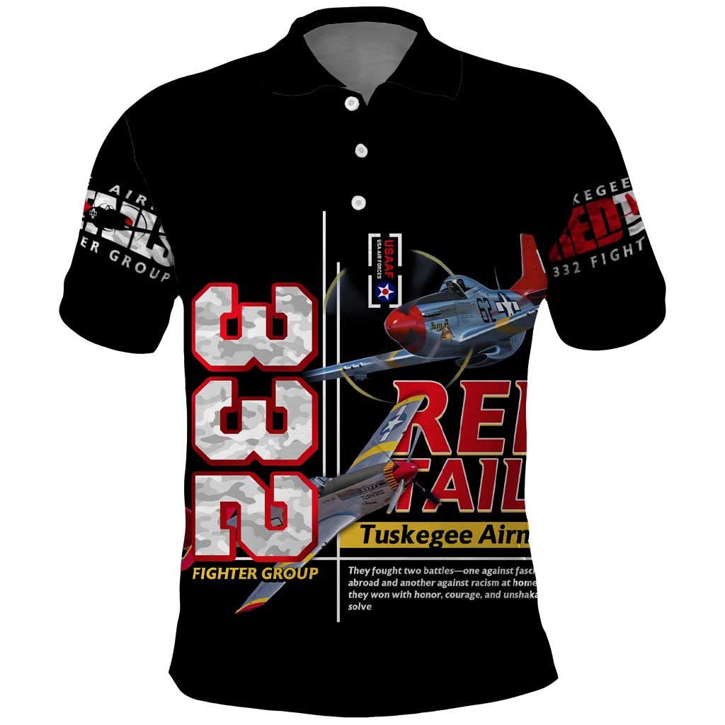 Red Tails Tuskegee Airmen Polo Shirt 332nd Fighter Group WWII Legacy Tribute - African Pride