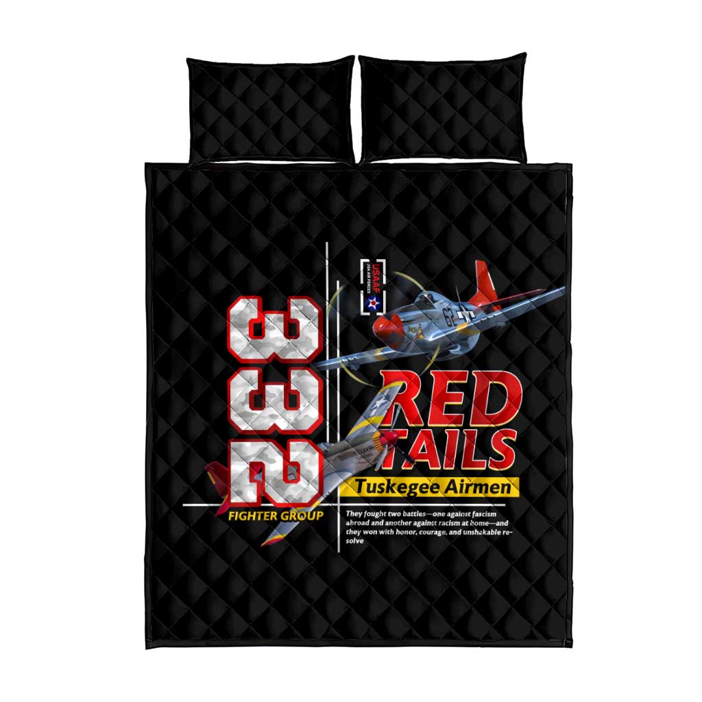 Red Tails Tuskegee Airmen Quilt Bed Set 332nd Fighter Group WWII Legacy Tribute - African Pride