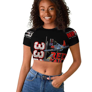Red Tails Tuskegee Airmen Raglan Cropped T shirt 332nd Fighter Group WWII Legacy Tribute - African Pride