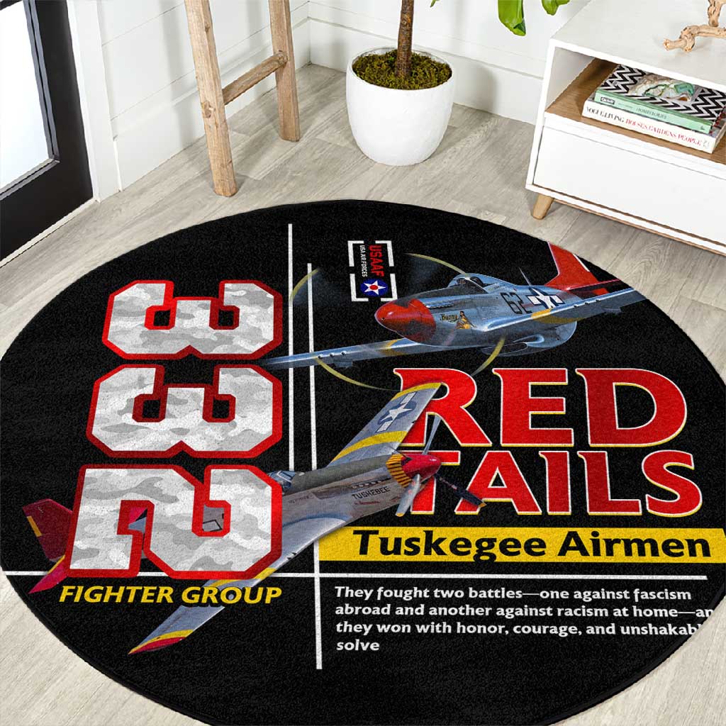 Red Tails Tuskegee Airmen Round Carpet 332nd Fighter Group WWII Legacy Tribute - African Pride