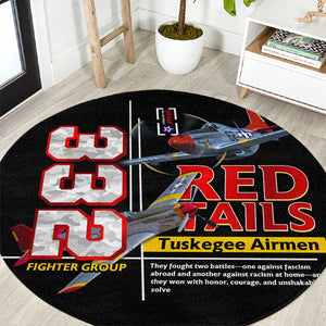 Red Tails Tuskegee Airmen Round Carpet 332nd Fighter Group WWII Legacy Tribute - African Pride