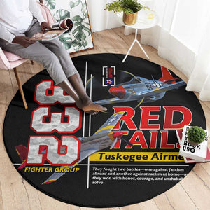 Red Tails Tuskegee Airmen Round Carpet 332nd Fighter Group WWII Legacy Tribute - African Pride