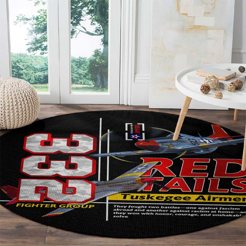 Red Tails Tuskegee Airmen Round Carpet 332nd Fighter Group WWII Legacy Tribute - African Pride