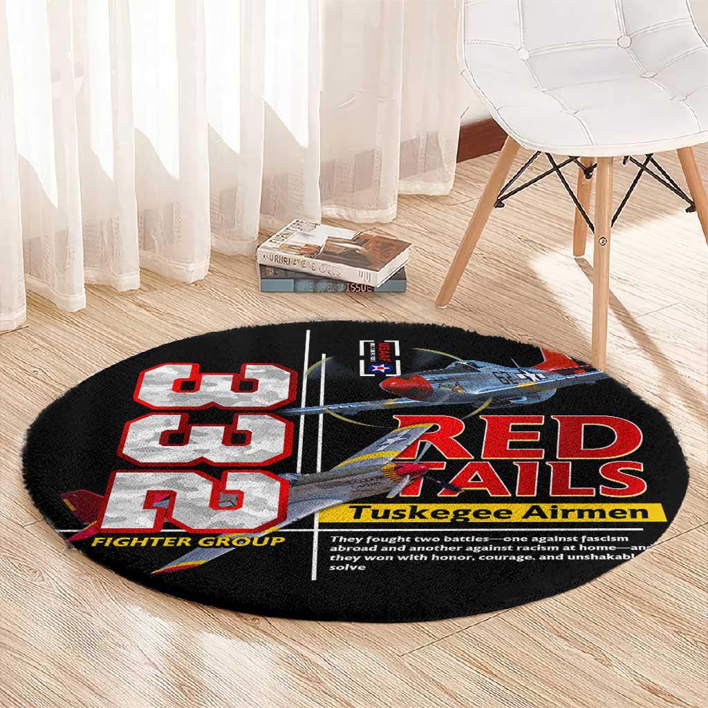 Red Tails Tuskegee Airmen Round Carpet 332nd Fighter Group WWII Legacy Tribute - African Pride
