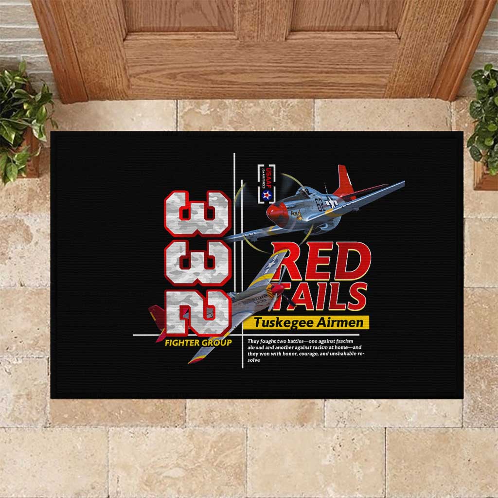 Red Tails Tuskegee Airmen Rubber Doormat 332nd Fighter Group WWII Legacy Tribute - African Pride