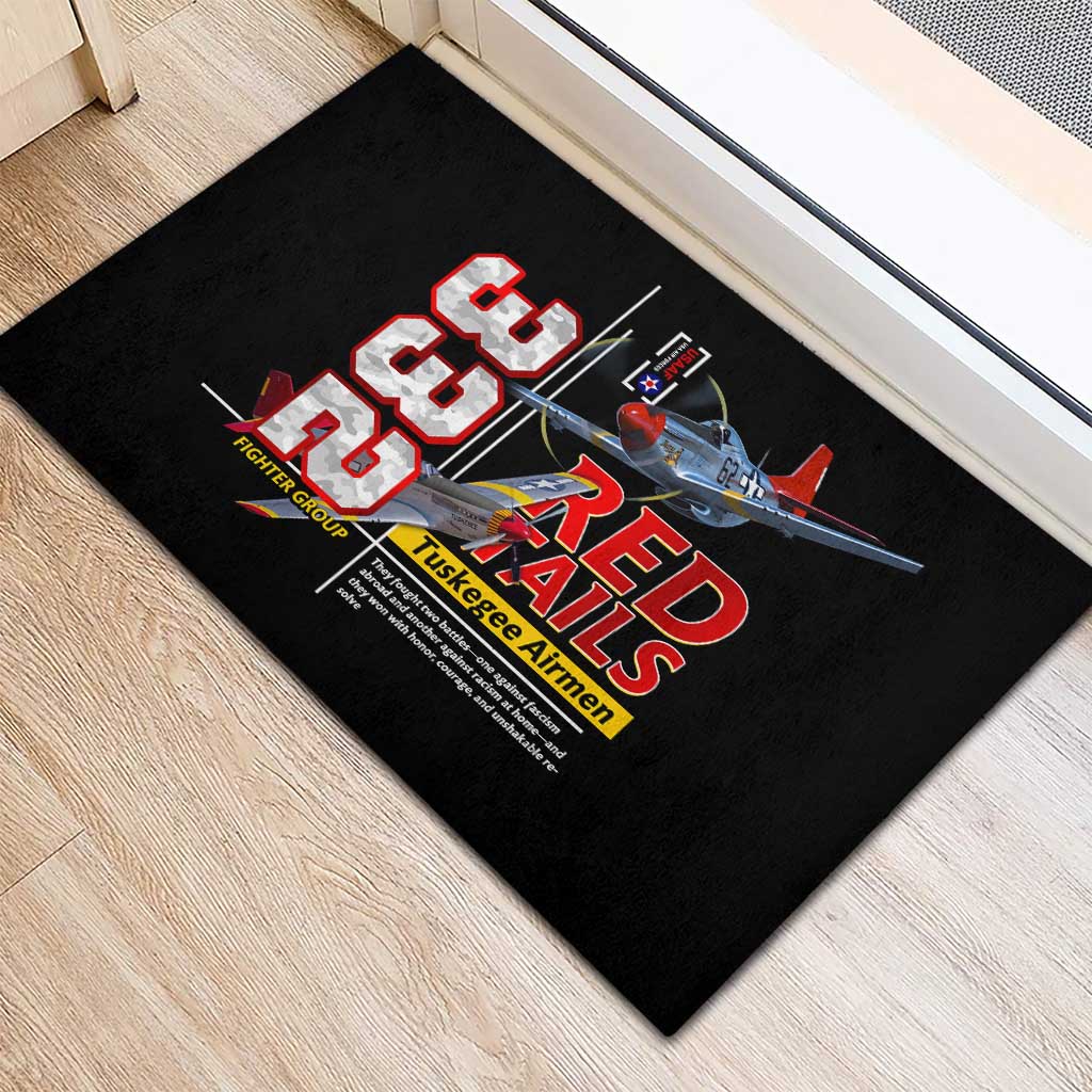 Red Tails Tuskegee Airmen Rubber Doormat 332nd Fighter Group WWII Legacy Tribute - African Pride