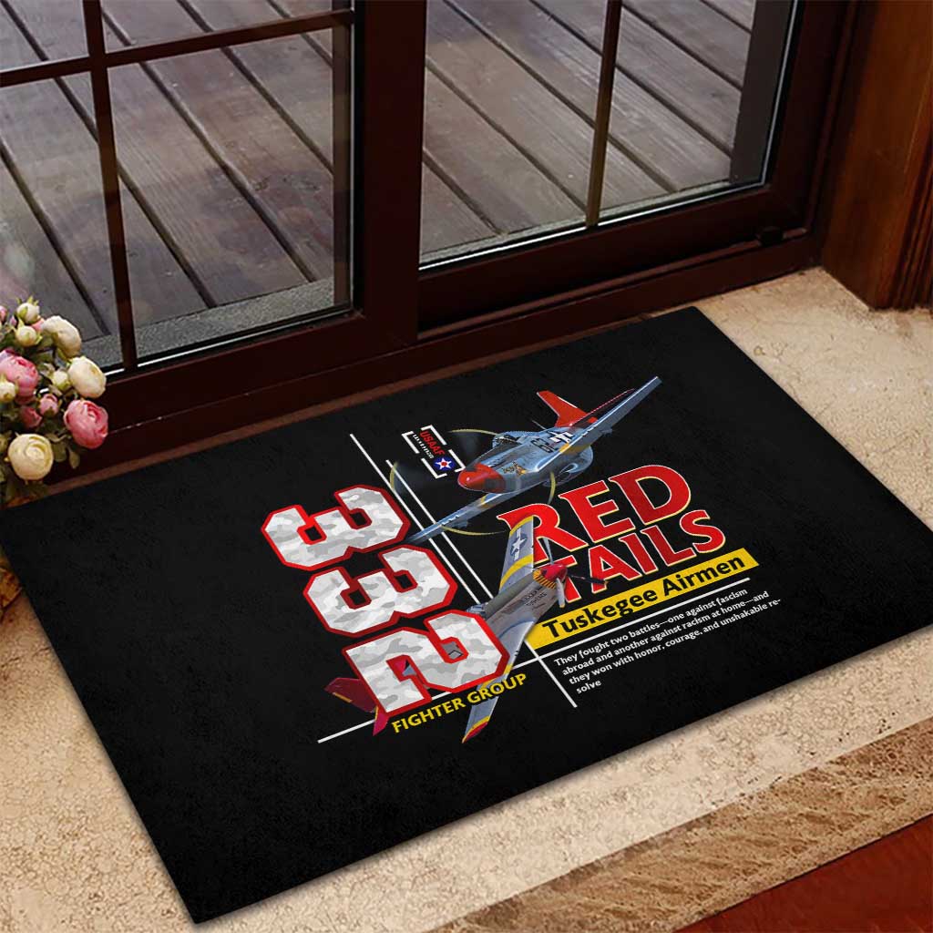 Red Tails Tuskegee Airmen Rubber Doormat 332nd Fighter Group WWII Legacy Tribute - African Pride