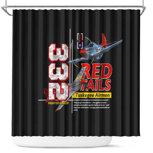 Red Tails Tuskegee Airmen Shower Curtain 332nd Fighter Group WWII Legacy Tribute - African Pride