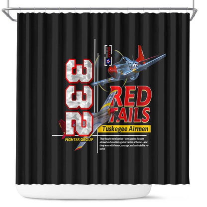 Red Tails Tuskegee Airmen Shower Curtain 332nd Fighter Group WWII Legacy Tribute - African Pride