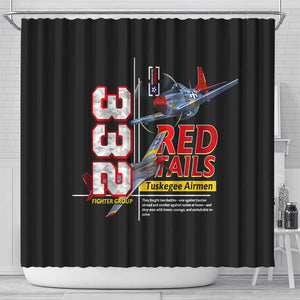 Red Tails Tuskegee Airmen Shower Curtain 332nd Fighter Group WWII Legacy Tribute - African Pride