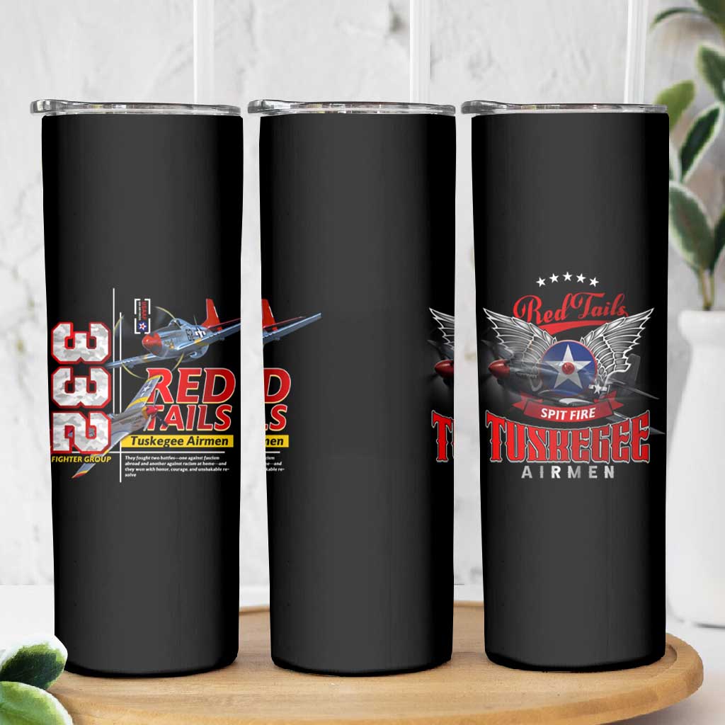 Red Tails Tuskegee Airmen Skinny Tumbler 332nd Fighter Group WWII Legacy Tribute - African Pride