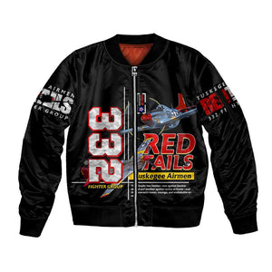 Red Tails Tuskegee Airmen Sleeve Zip Bomber Jacket 332nd Fighter Group WWII Legacy Tribute - African Pride