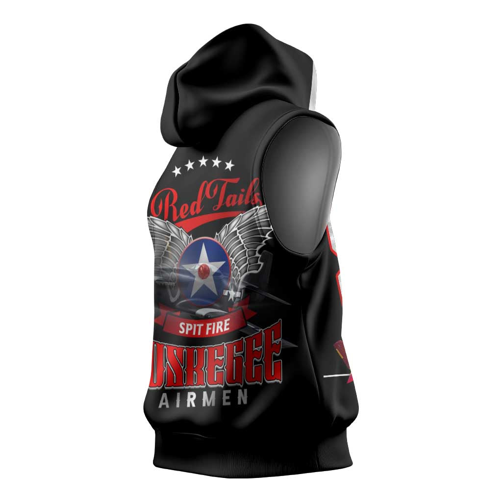 Red Tails Tuskegee Airmen Sleeveless Hoodie 332nd Fighter Group WWII Legacy Tribute - African Pride