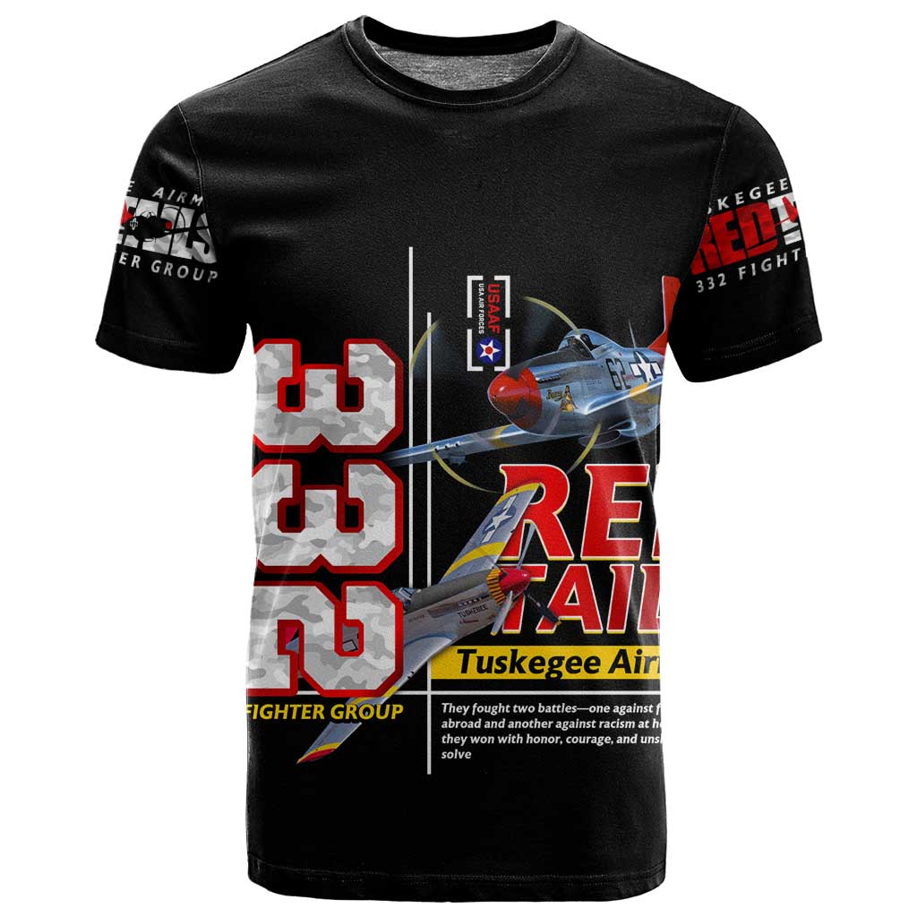 Red Tails Tuskegee Airmen T shirt 332nd Fighter Group WWII Legacy Tribute - African Pride