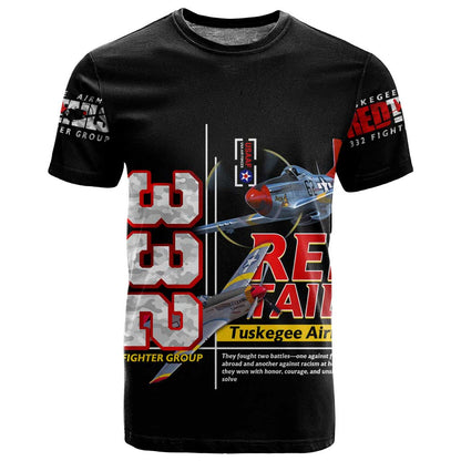 Red Tails Tuskegee Airmen T shirt 332nd Fighter Group WWII Legacy Tribute - African Pride