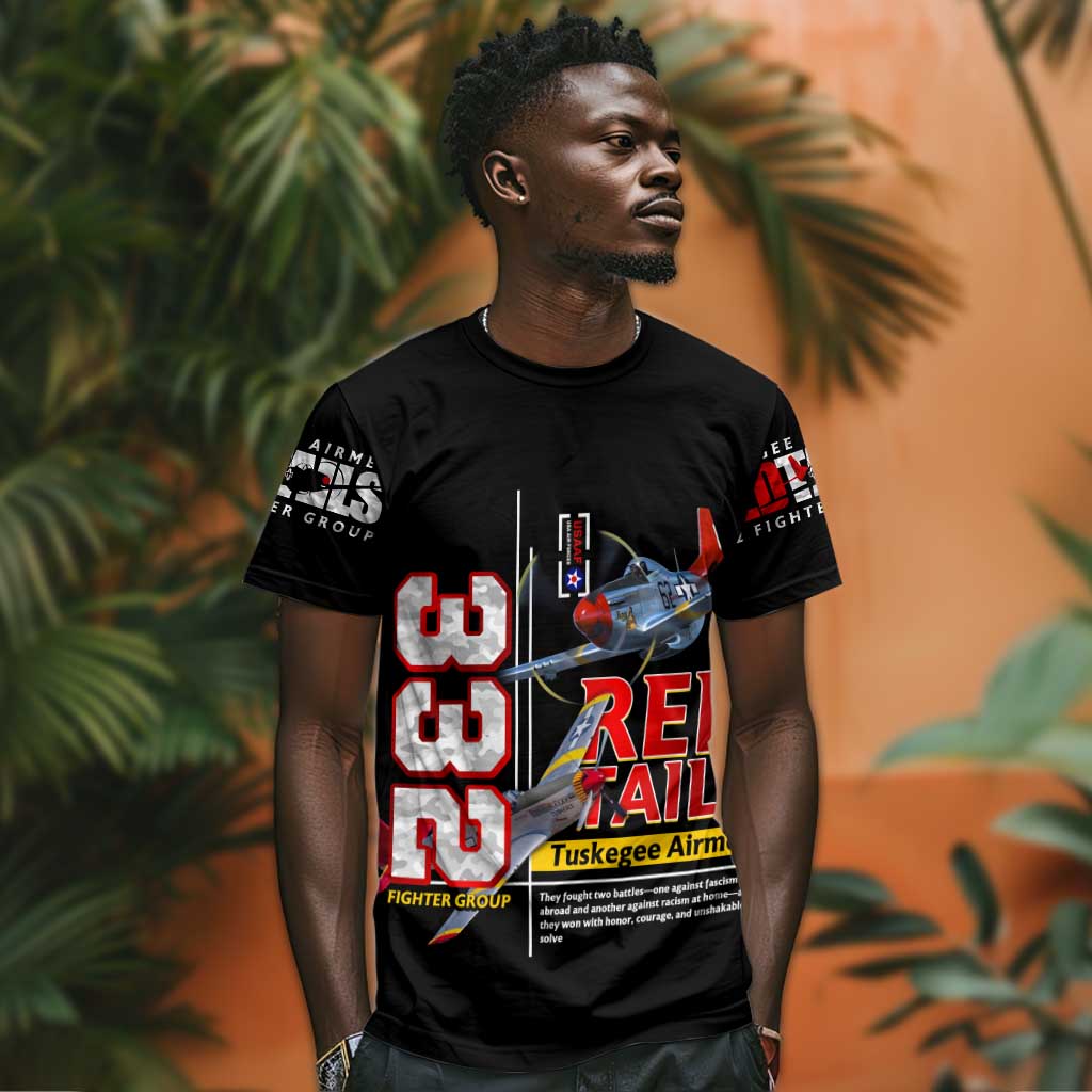 Red Tails Tuskegee Airmen T shirt 332nd Fighter Group WWII Legacy Tribute - African Pride