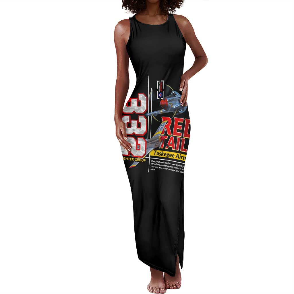 Red Tails Tuskegee Airmen Tank Maxi Dress 332nd Fighter Group WWII Legacy Tribute - African Pride