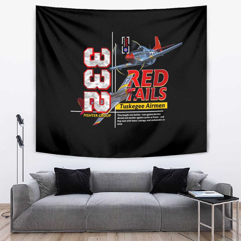Red Tails Tuskegee Airmen Tapestry 332nd Fighter Group WWII Legacy Tribute - African Pride