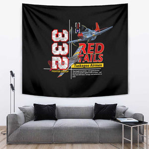 Red Tails Tuskegee Airmen Tapestry 332nd Fighter Group WWII Legacy Tribute - African Pride