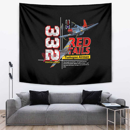 Red Tails Tuskegee Airmen Tapestry 332nd Fighter Group WWII Legacy Tribute - African Pride