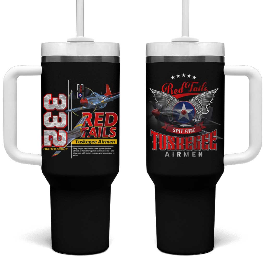 Red Tails Tuskegee Airmen Tumbler With Handle 332nd Fighter Group WWII Legacy Tribute - African Pride